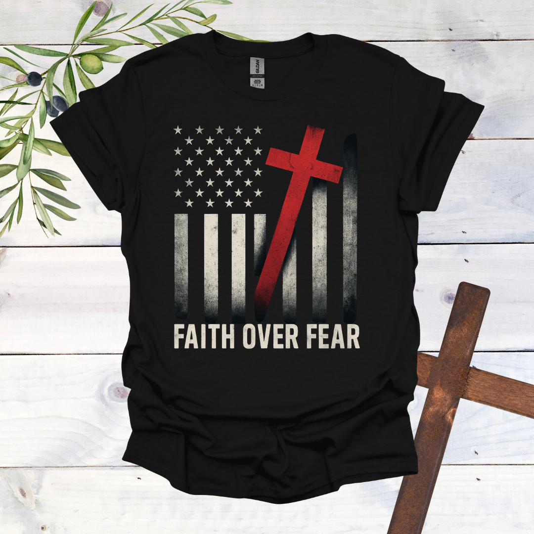 Faith over Fear America Crooked Cross T-Shirt