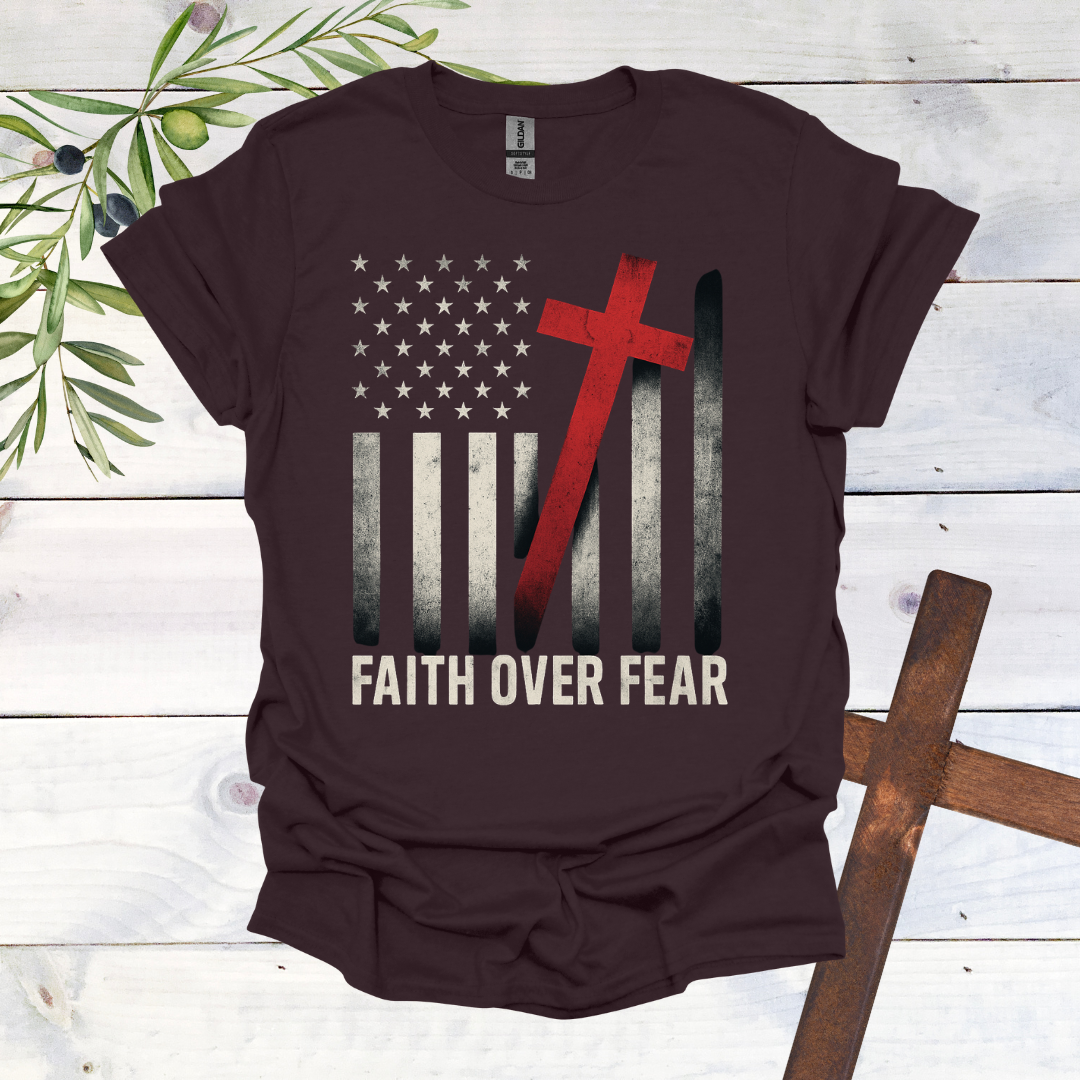 Faith over Fear America Crooked Cross T-Shirt