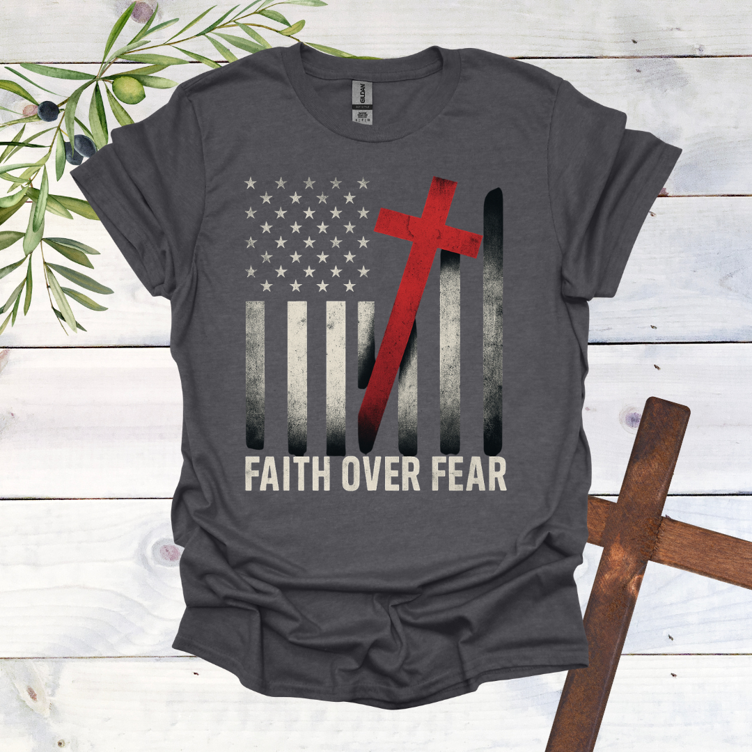 Faith over Fear America Crooked Cross T-Shirt