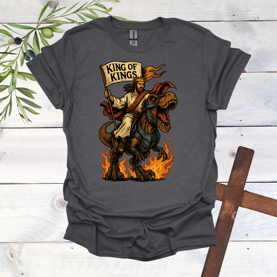King of Kings - Jesus Christ Tames a T-Rex - T-Shirt