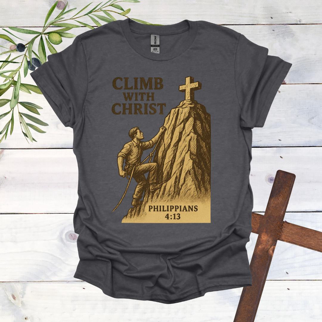 Climb with Christ - Philippians 4:13 - T-Shirt