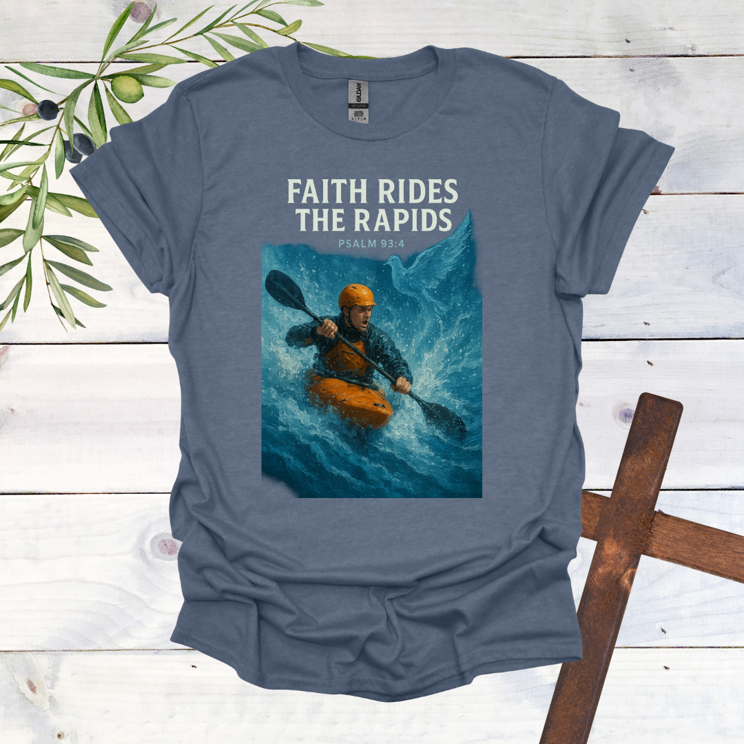 Faith Rides the Rapids - Psalms 93:4 - T-Shirt