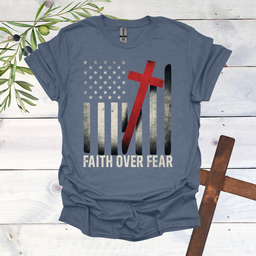 Faith over Fear America Crooked Cross T-Shirt