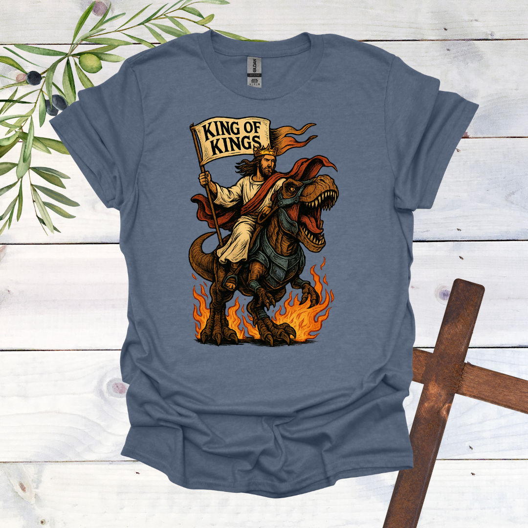 King of Kings - Jesus Christ Tames a T-Rex - T-Shirt