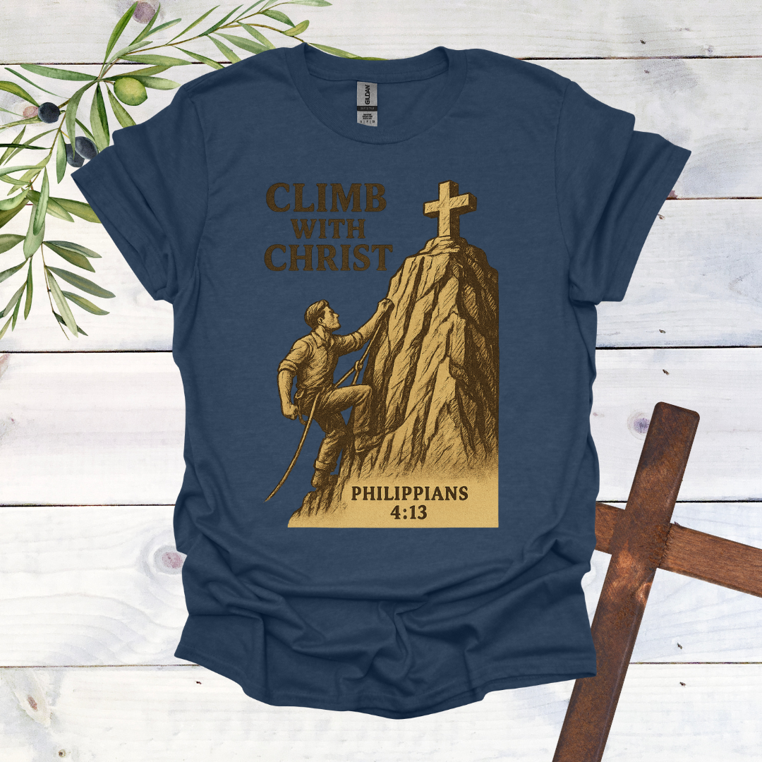 Climb with Christ - Philippians 4:13 - T-Shirt