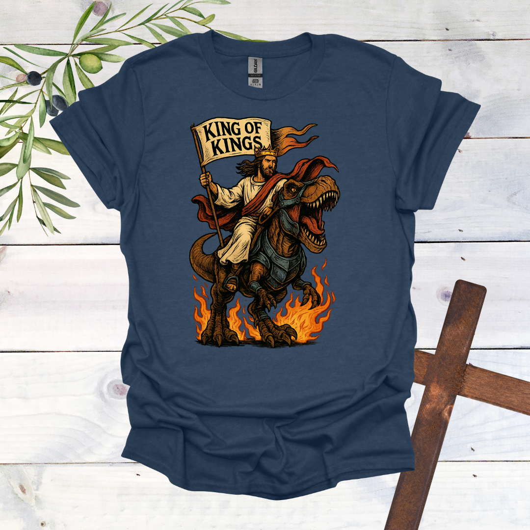 King of Kings - Jesus Christ Tames a T-Rex - T-Shirt