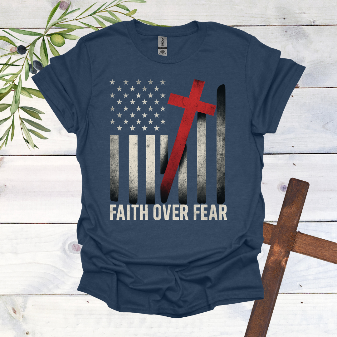 Faith over Fear America Crooked Cross T-Shirt