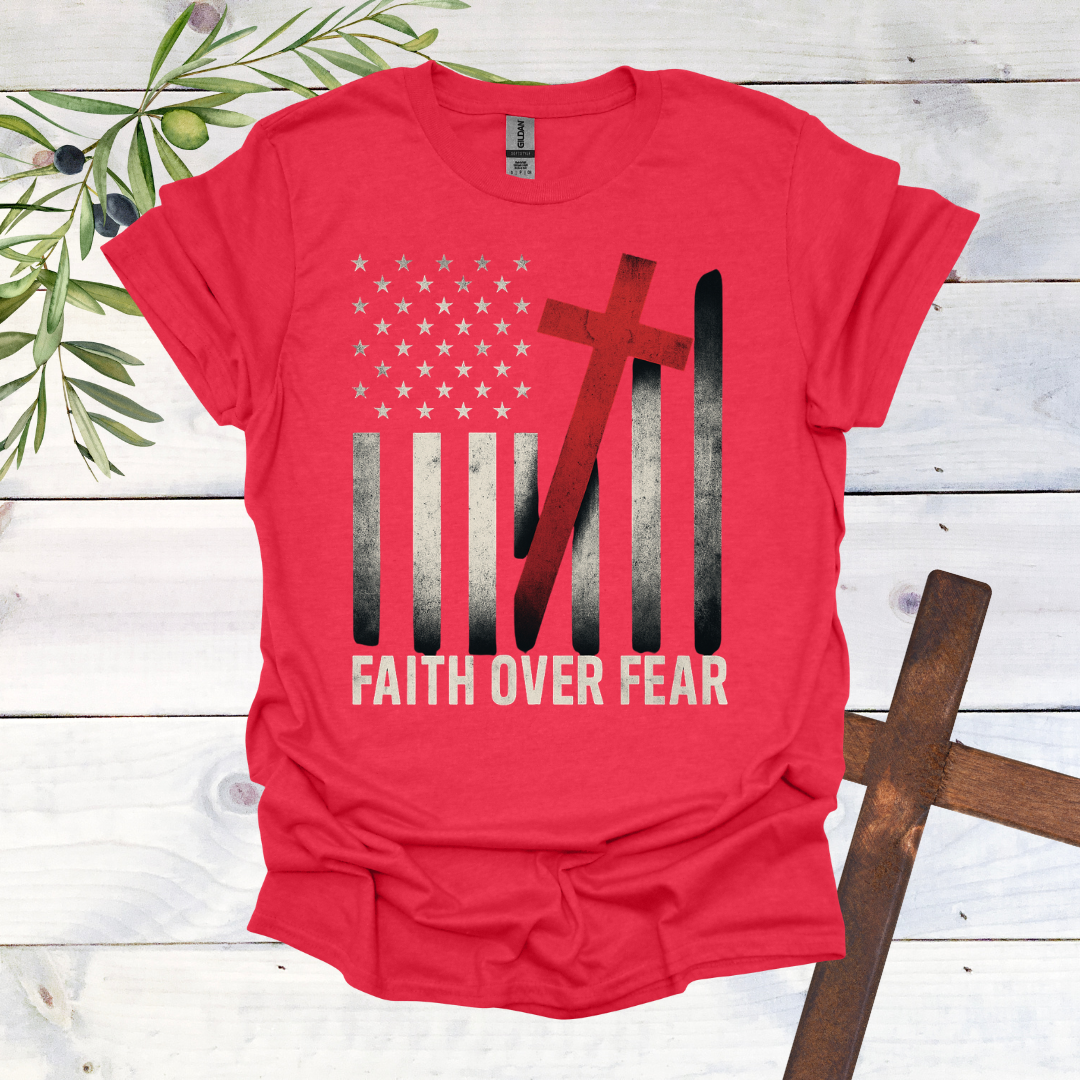 Faith over Fear America Crooked Cross T-Shirt