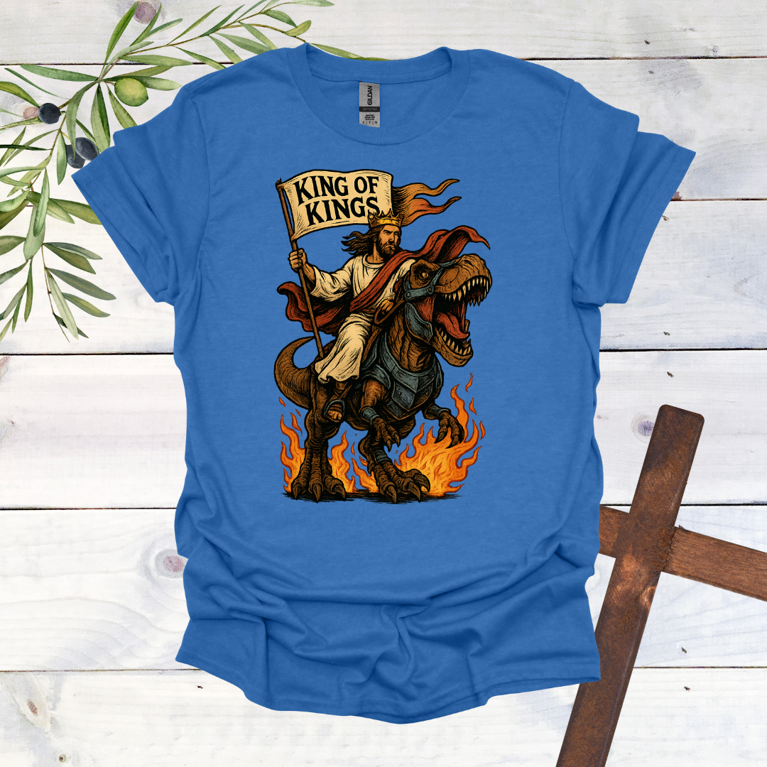 King of Kings - Jesus Christ Tames a T-Rex - T-Shirt
