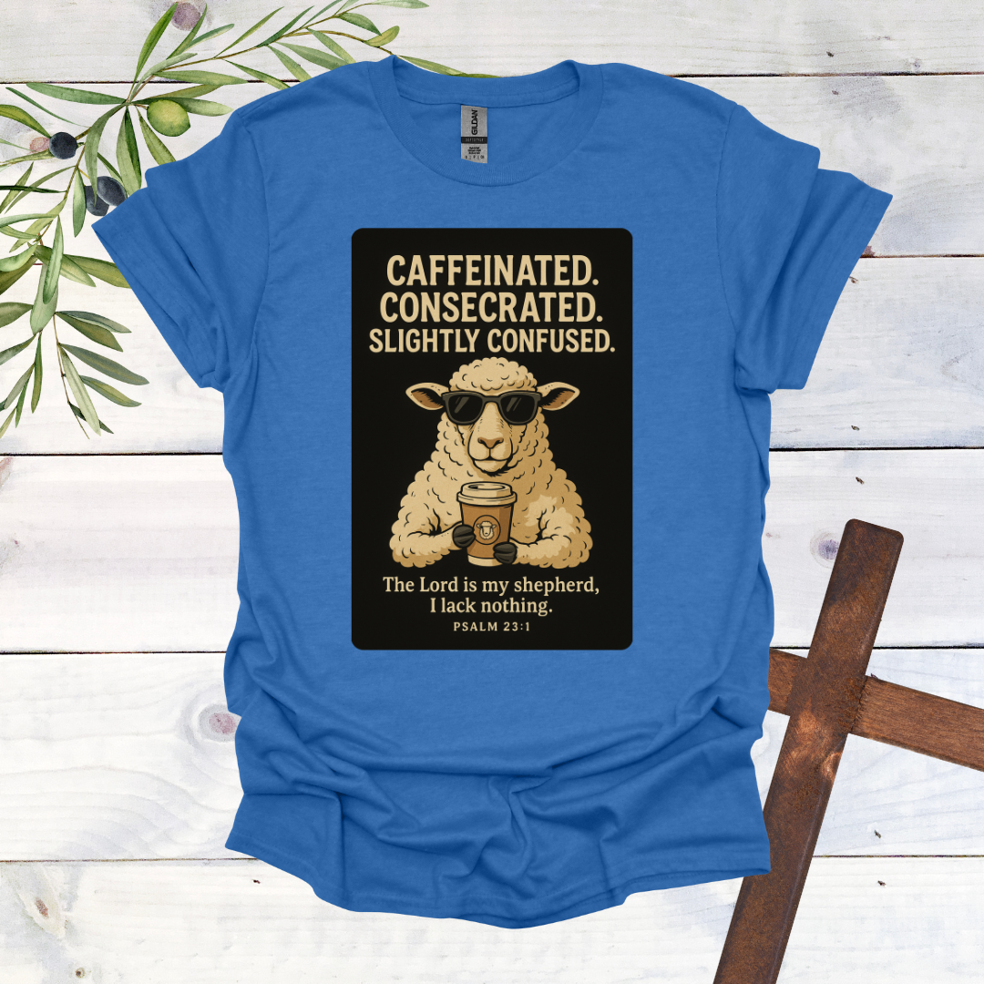 Caffeinated. Consecrated. Slightly Confused. T-Shirt