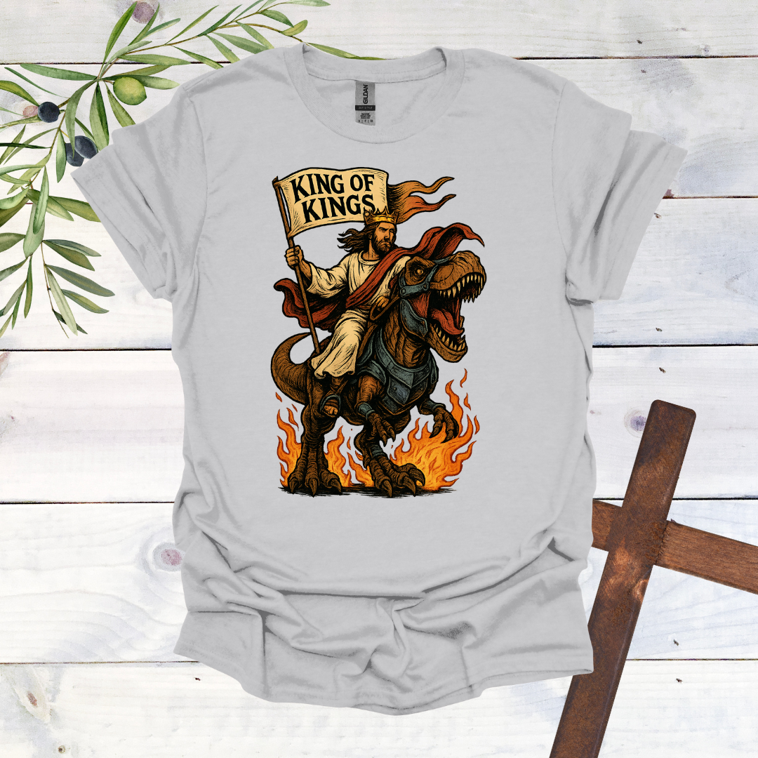 King of Kings - Jesus Christ Tames a T-Rex - T-Shirt