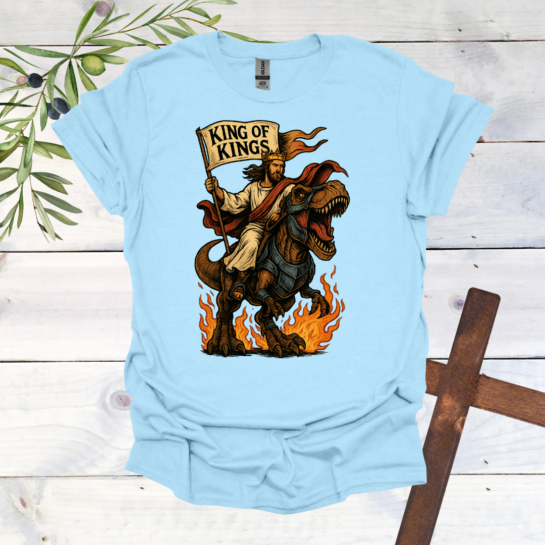 King of Kings - Jesus Christ Tames a T-Rex - T-Shirt