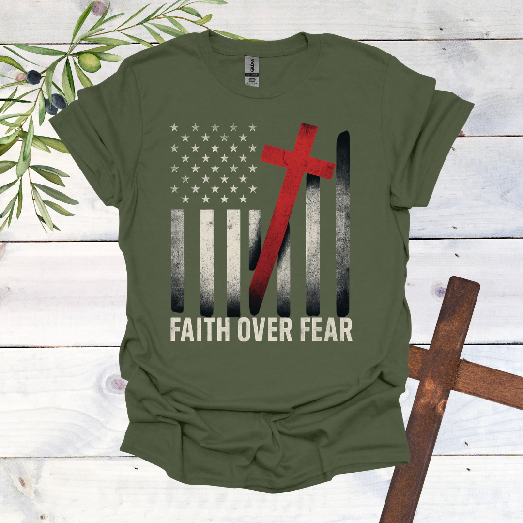 Faith over Fear America Crooked Cross T-Shirt