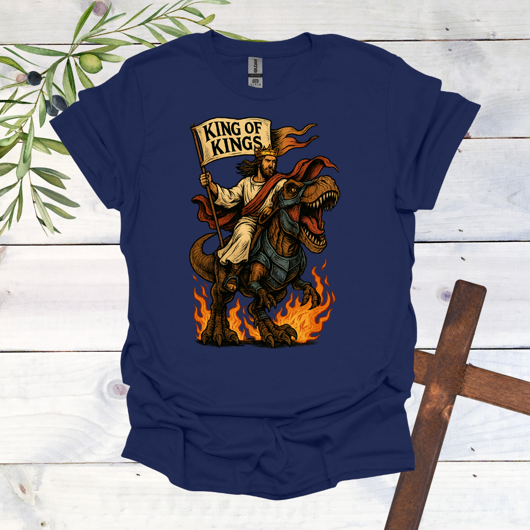 King of Kings - Jesus Christ Tames a T-Rex - T-Shirt