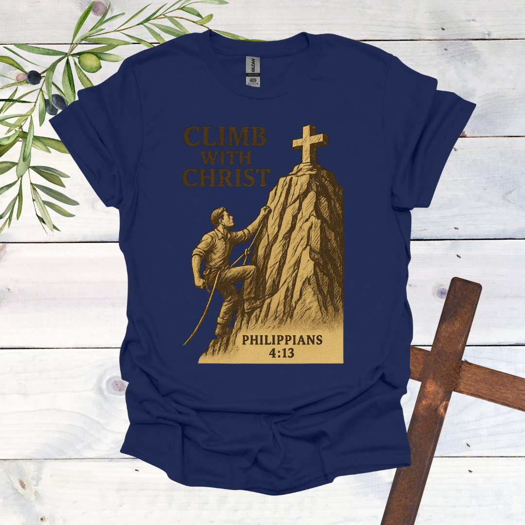 Climb with Christ - Philippians 4:13 - T-Shirt