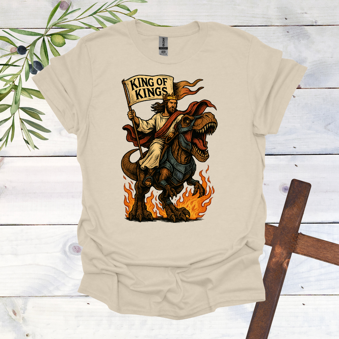 King of Kings - Jesus Christ Tames a T-Rex - T-Shirt