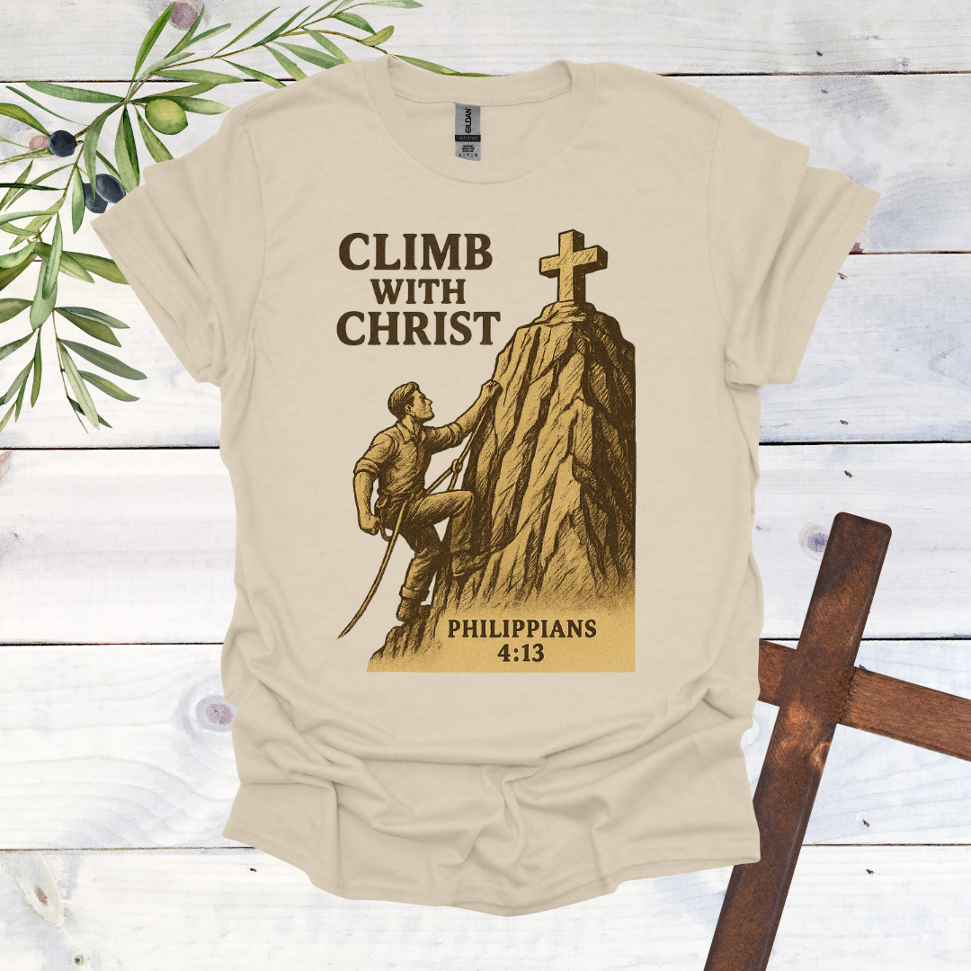 Climb with Christ - Philippians 4:13 - T-Shirt