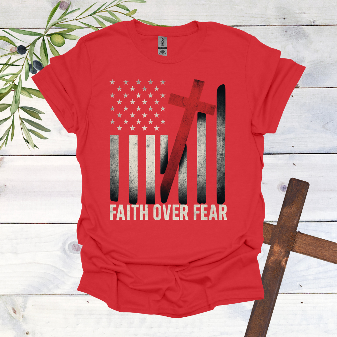 Faith over Fear America Crooked Cross T-Shirt
