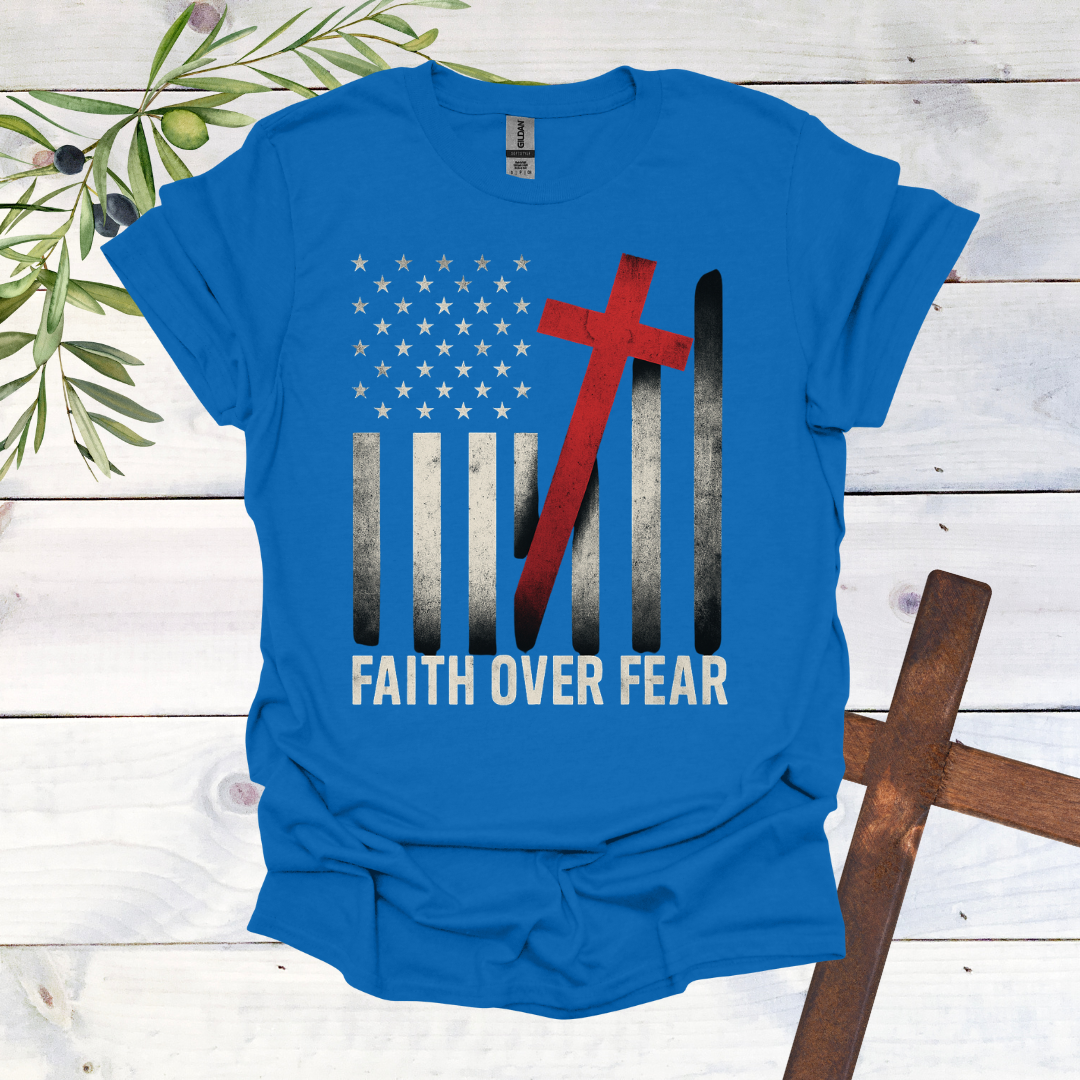 Faith over Fear America Crooked Cross T-Shirt