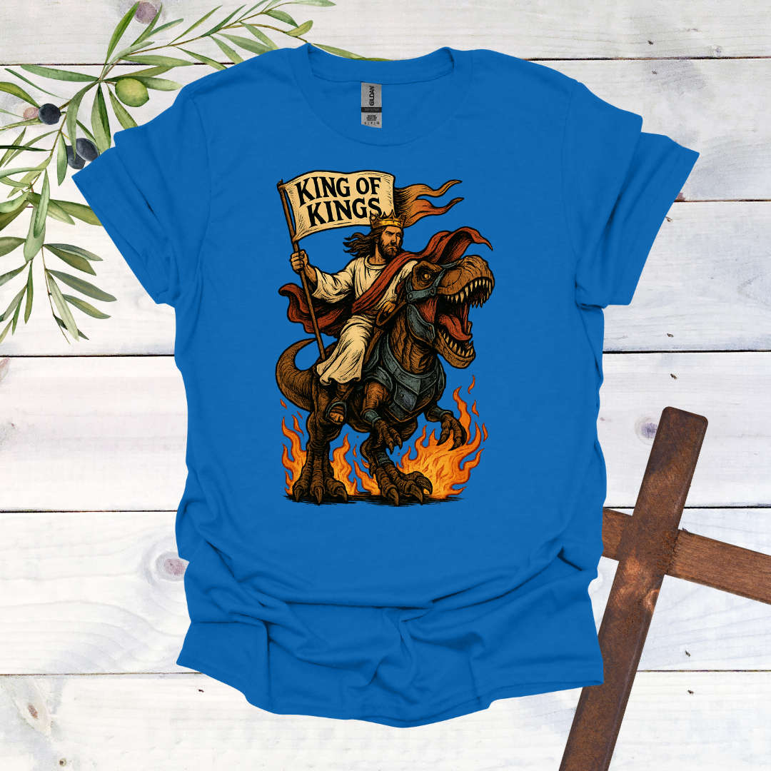 King of Kings - Jesus Christ Tames a T-Rex - T-Shirt