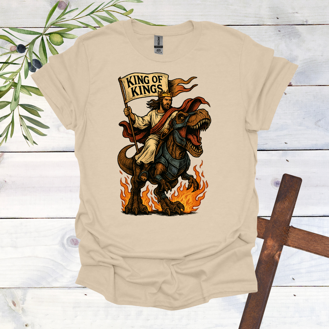 King of Kings - Jesus Christ Tames a T-Rex - T-Shirt