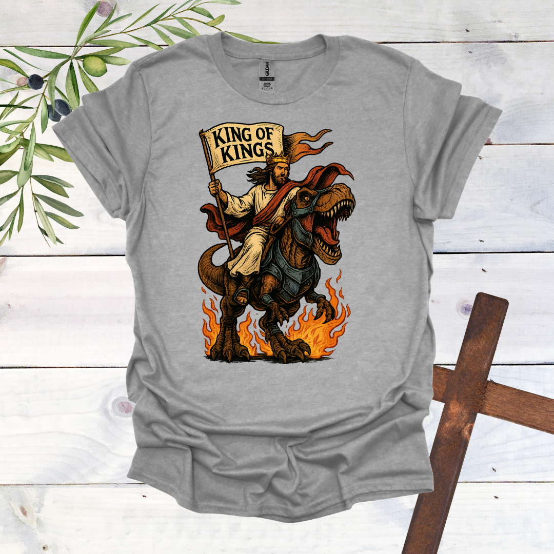 King of Kings - Jesus Christ Tames a T-Rex - T-Shirt