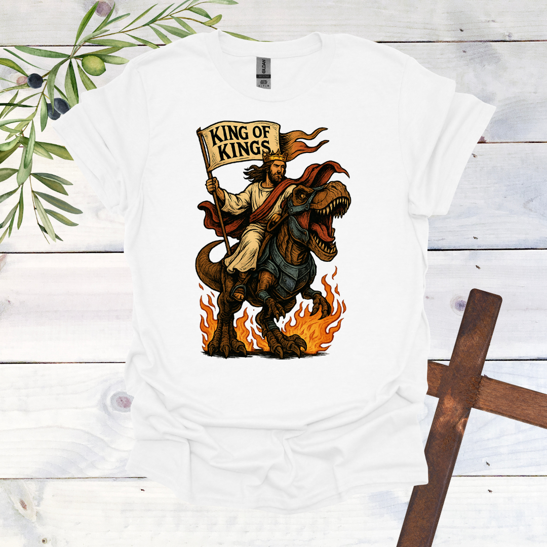 King of Kings - Jesus Christ Tames a T-Rex - T-Shirt