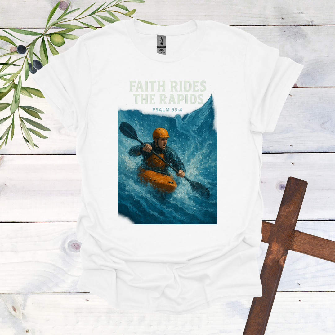 Faith Rides the Rapids - Psalms 93:4 - T-Shirt