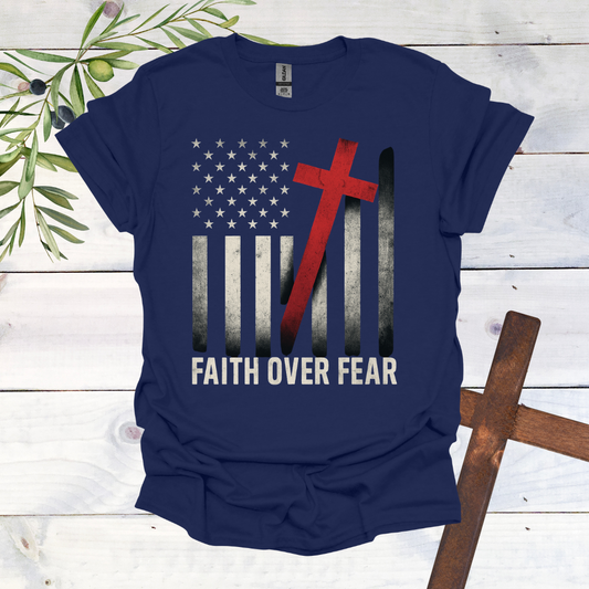 Faith over Fear America Crooked Cross T-Shirt